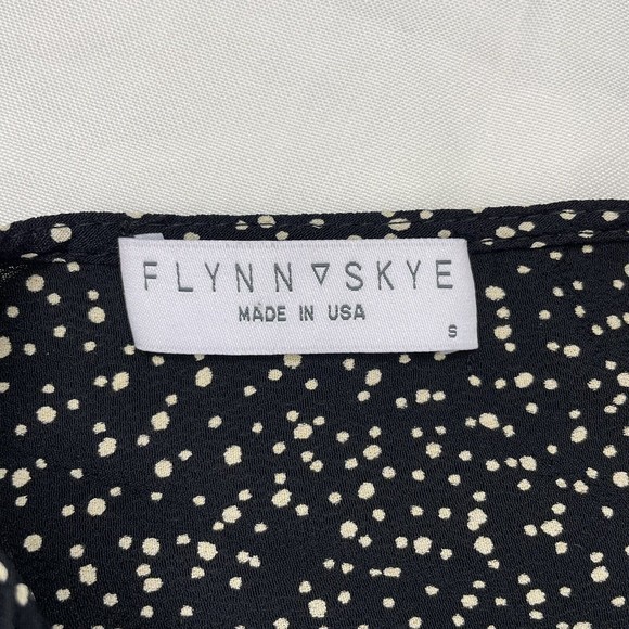Flynn Skye Leah Mini Dress Size Small Black‎ w/ Crème Polka Dot Spotted Keyhole - Picture 2 of 12